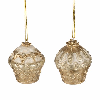 Cupcake Ornament 1ct Gold