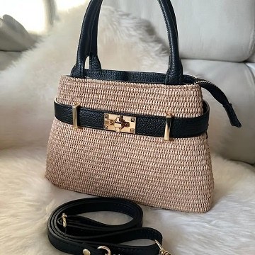 Bahama Raffia Purse Black