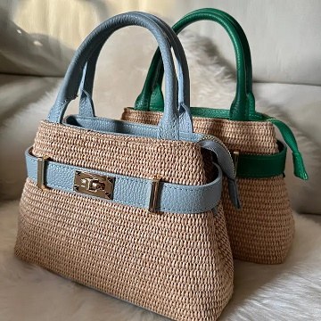 Bahama Raffia Purse Blue