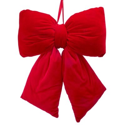 Red Crushed Velvet Bow 18in