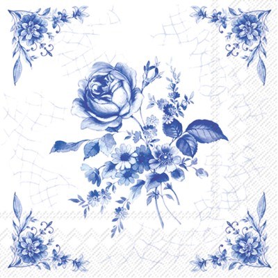 Napkins Cocktail Rose Tile Blu