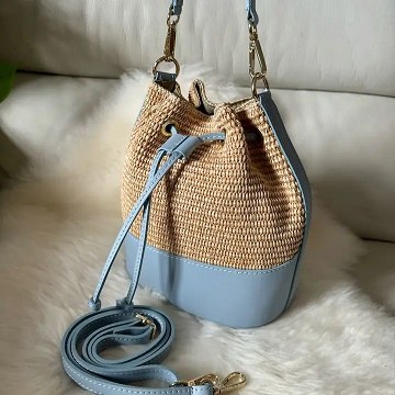 Capri Raffia Purse Blue