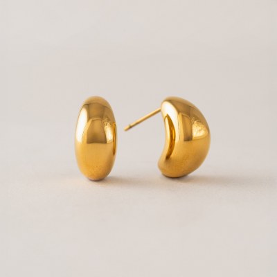 Crest Dome Gold Earrings Wp