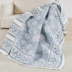 Quilted Throw Adara Blue