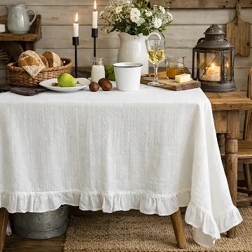 Tablecover French Ruffle Wht