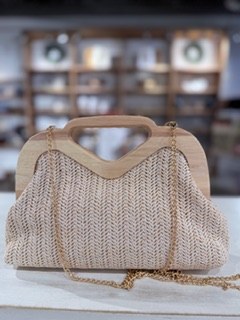 Elsa Raffia Purse Beige