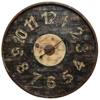 Round Wooden Distressed Clock