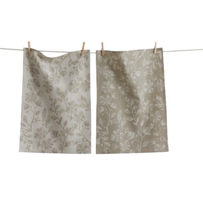 Tea Towels Taupe Floral 2ct