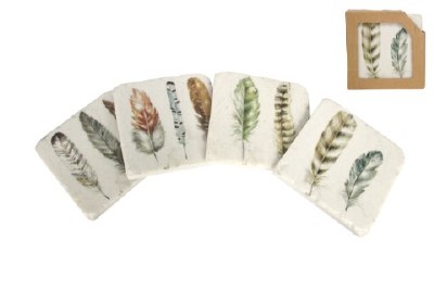 Coasters Feathers Pattern 4ct