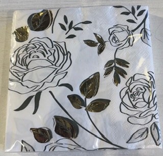 Cocktail Napkins Flowers Gold