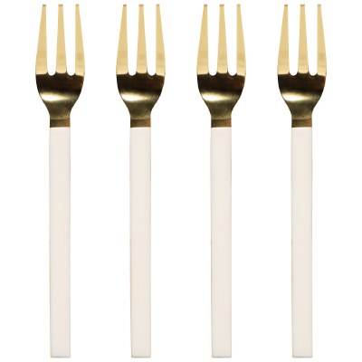 Dessert Forks 4ct Cream/gold