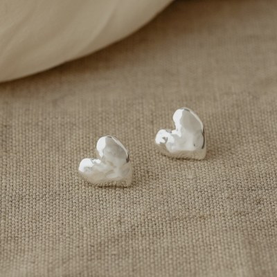 Earrings Heart Studs Silver