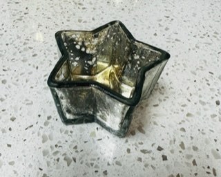 Star Glass Candle Holder Silv