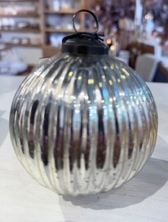 Glass Egg Ornament Silver Sm