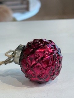 Glass Round Ornament 1ct Red