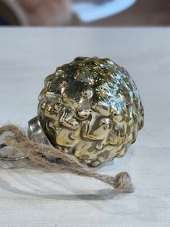 Glass Round Ornament 1ct Gold