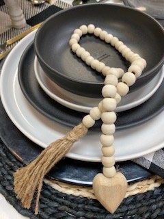 Wood Heart Beads Natural