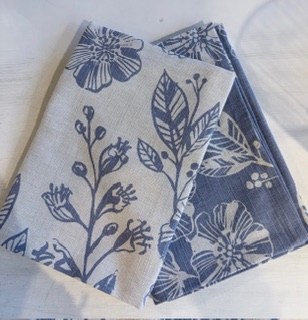 Tea Towels Denim Floral 2ct