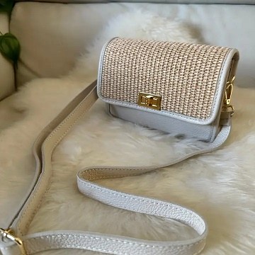 Mila Raffia Purse Beige
