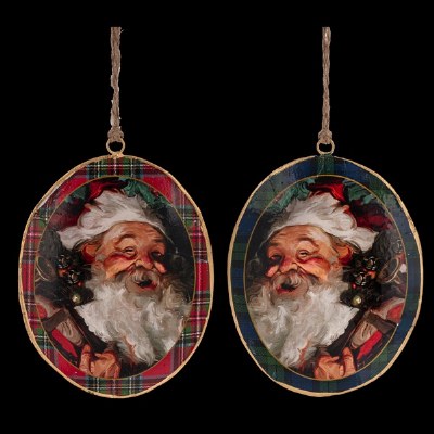 Santa Tartan Disc Ornament 1ct