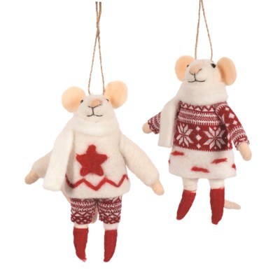Mouse Red & White Ornament 1ct