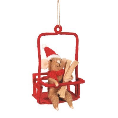 Mouse Chair Lift Ornament 1ct