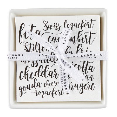 Ceramic Tray & Napkins Cheese