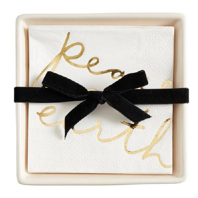 Ceramic Tray & Napkins Peace