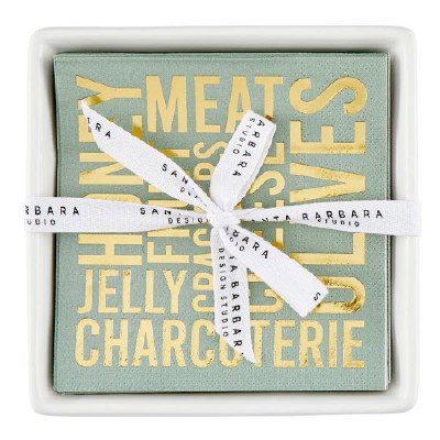 Ceramic Tray & Napkins Charcut