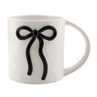 Mug Bow White With Black Bow