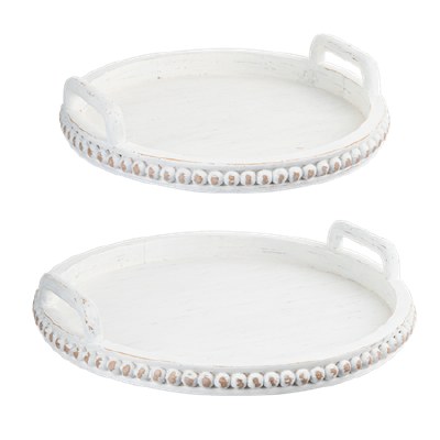 Beaded White Tray Lg 1ct