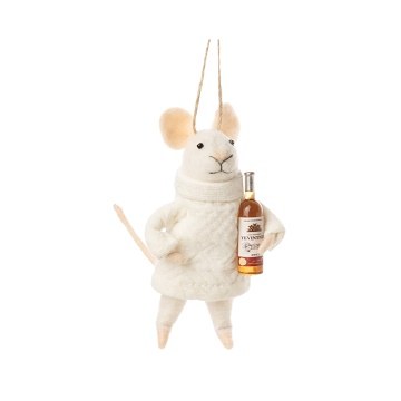 Mouse With Wine Ornament 1ct