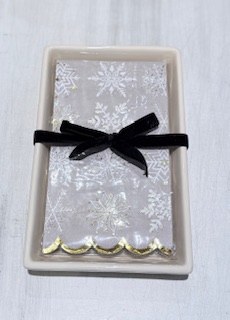 Ceramic Tray & Napkins Snow
