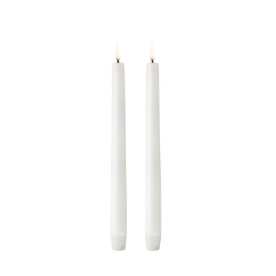 Led Taper Candles 9in Wht 2ct