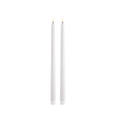 Led Taper Candles 12in Wht 2ct