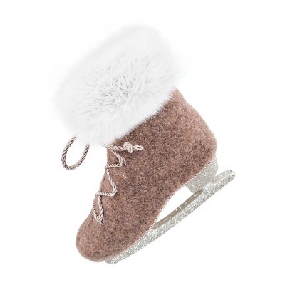 Ice Skate Brown With Fur 6.7in