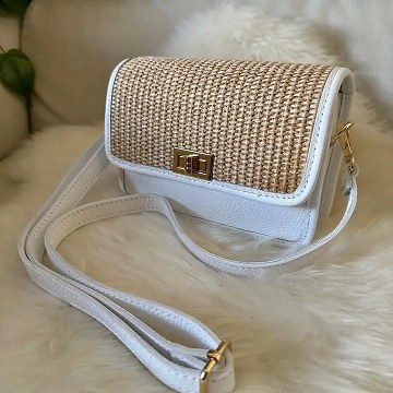 Mila Raffia Purse White