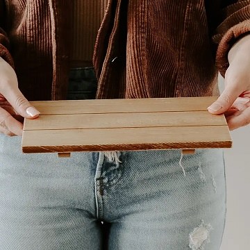 Tray Rectangular Wood 8in