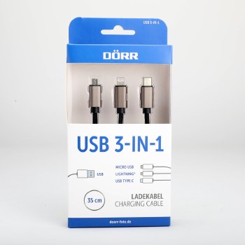 DORR USB 3-IN-1 CHARGING CABLE