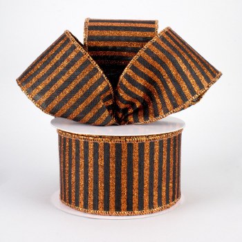 RIBBON #40 GLT STRIPE, ORG/BLK