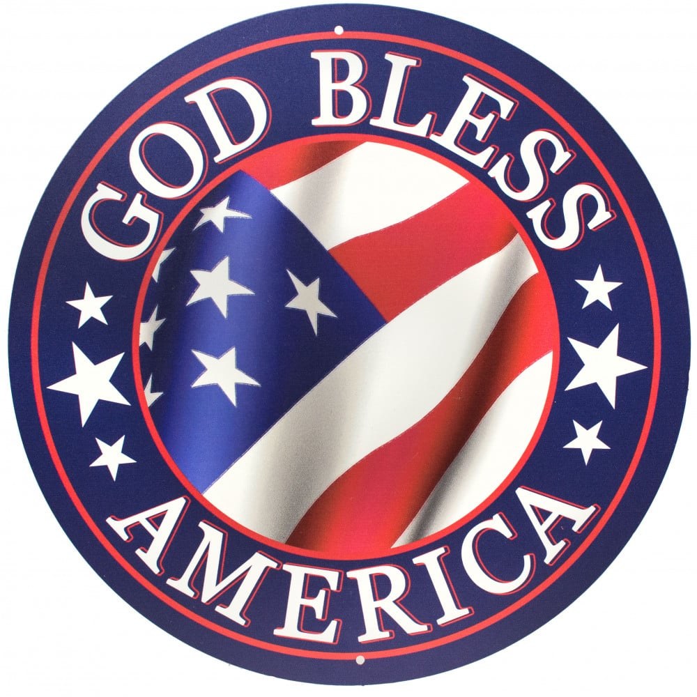 METAL GOD BLESS AMERICA SIGN - Janal Wholesale Co.