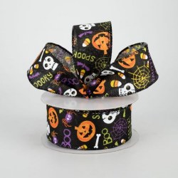 RIBBON #9 FUN HALLOWEEN, BLACK