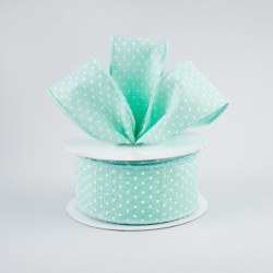 RIBBON #9 SWISS DOT, MINT/WHT