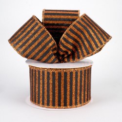 RIBBON #40 GLT STRIPE, ORG/BLK