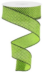 RIBBON #9 MICRO DOT, LIME/BLK