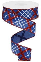 RIBBON #9 GLT DIA PLAID, RED/B