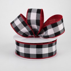 RIBBON #9 BUFF PLAID, BLK/WHT