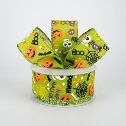 RIBBON #9 FUN HALLOWEEN, LIME