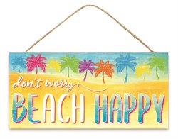 SIGN, BEACH HAPPY, 12.5"