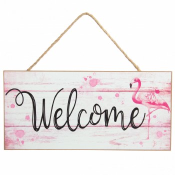 WELCOME FLAMINGO SIGN PINK